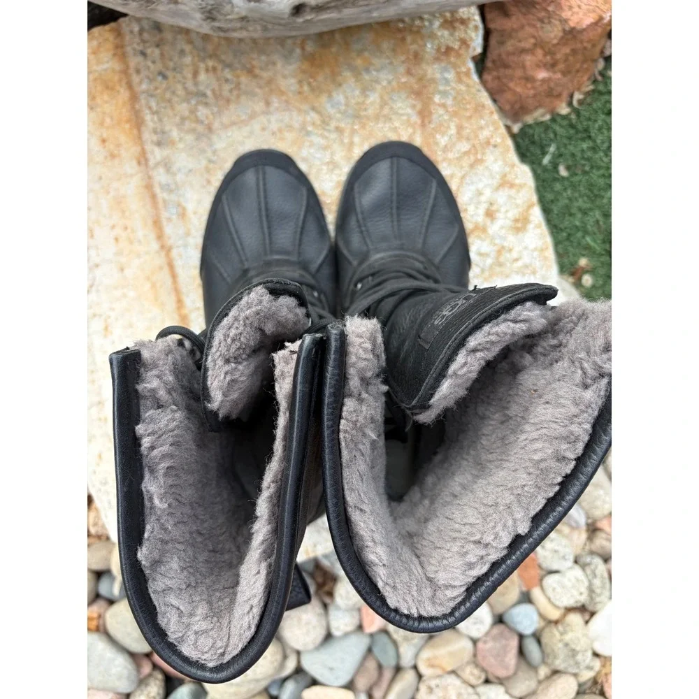 UGG Adirondack III Waterproof Winter Boots Black Leather Sheepskin 1095141